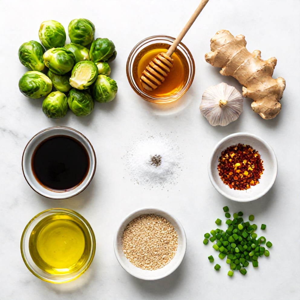 Raw ingredients for Air Fryer Brussels Sprouts