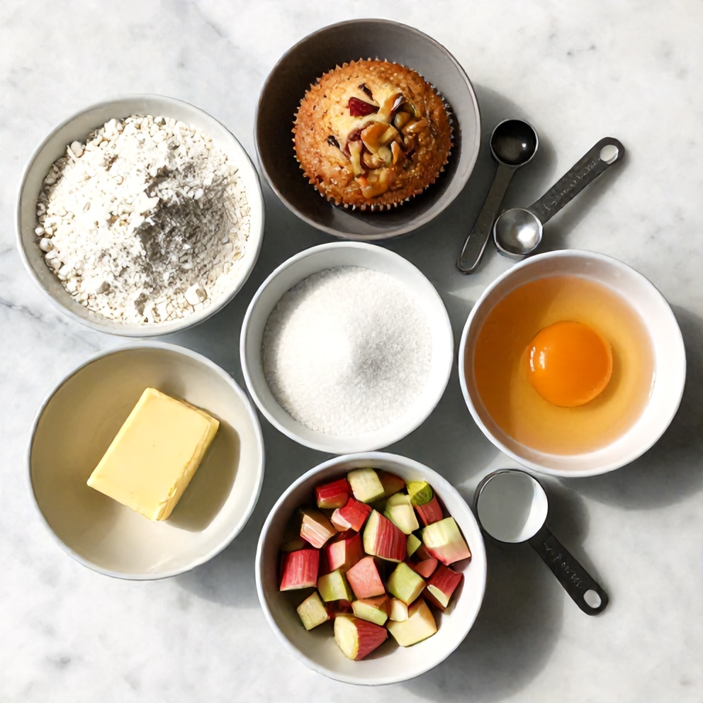 Ingredients for Caramelized Rhubarb Muffins