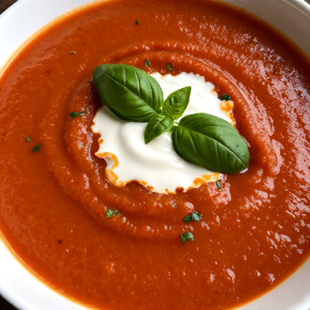 Chilled Roasted Tomato Basil Soup