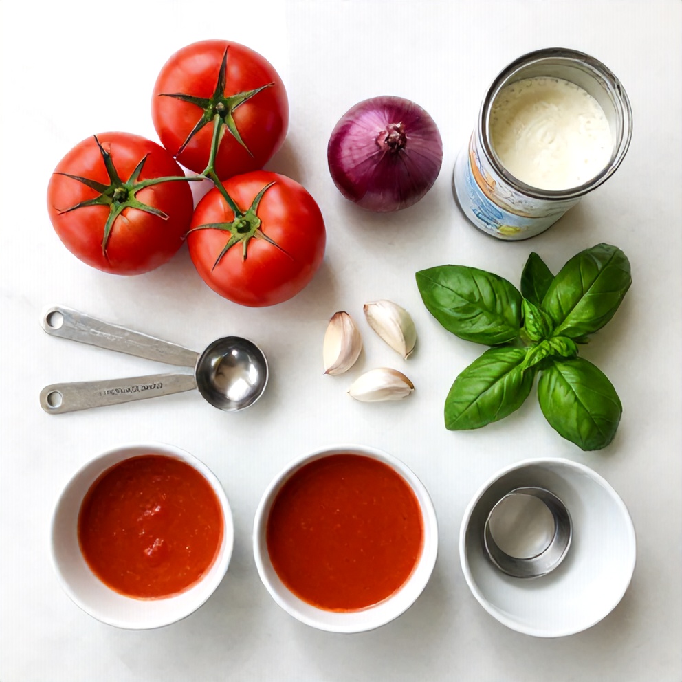 Raw Ingredients for Chilled Roasted Tomato Basil Soup