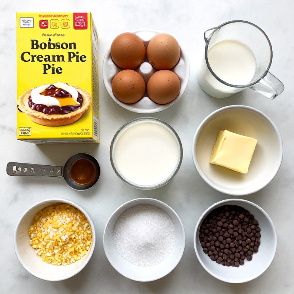 Boston Cream Pie Ingredients Flat Lay