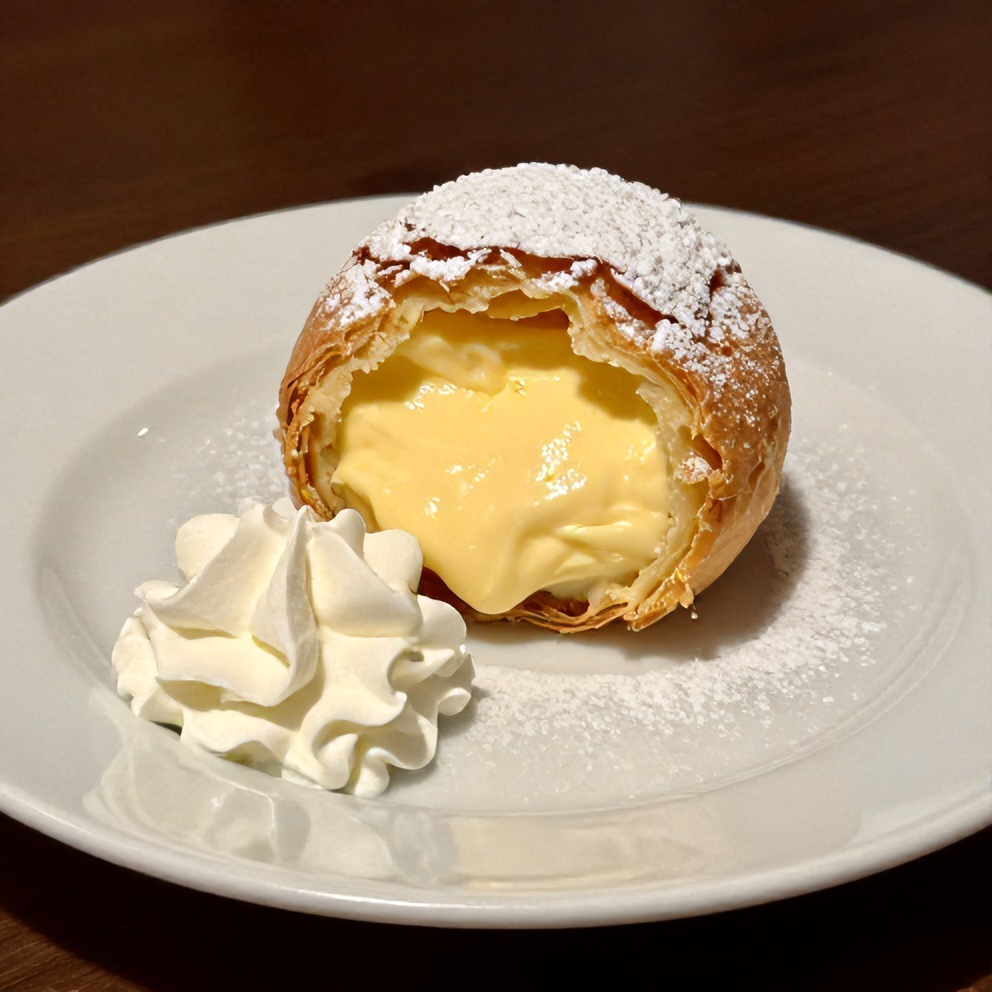 Italian Cream Bombs with Vanilla Custard