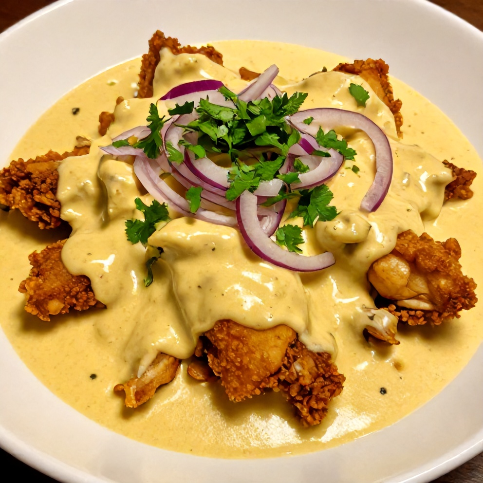 Plated Serving of Creamy Ají Amarillo Chicken