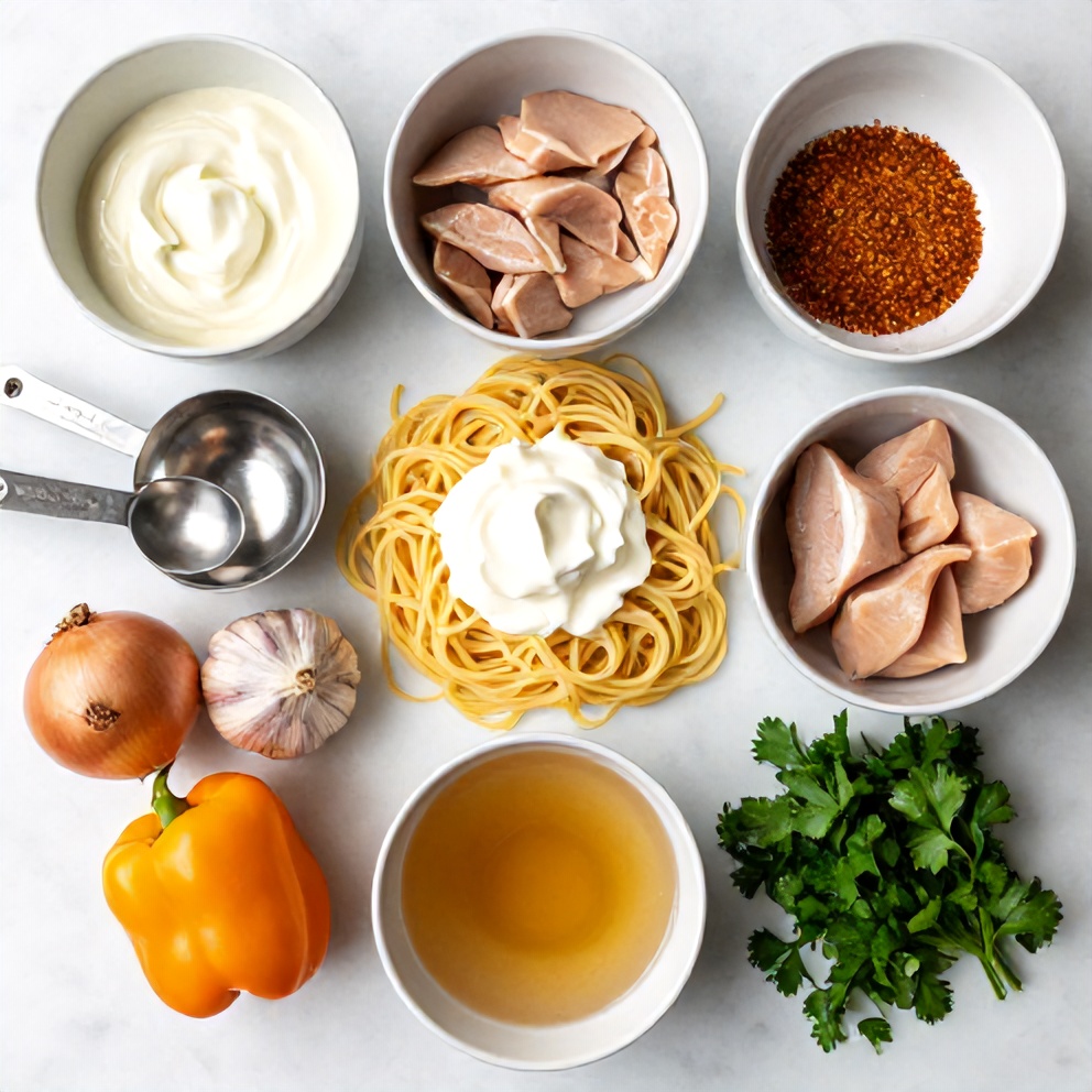 Raw ingredients for Cajun Chicken Pasta