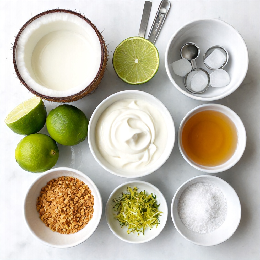 Raw ingredients for Coconut Key Lime Pie Smoothie
