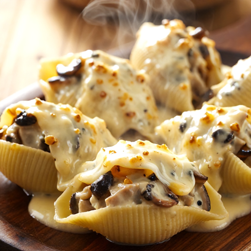creamy garlic mushroom stuffed shells