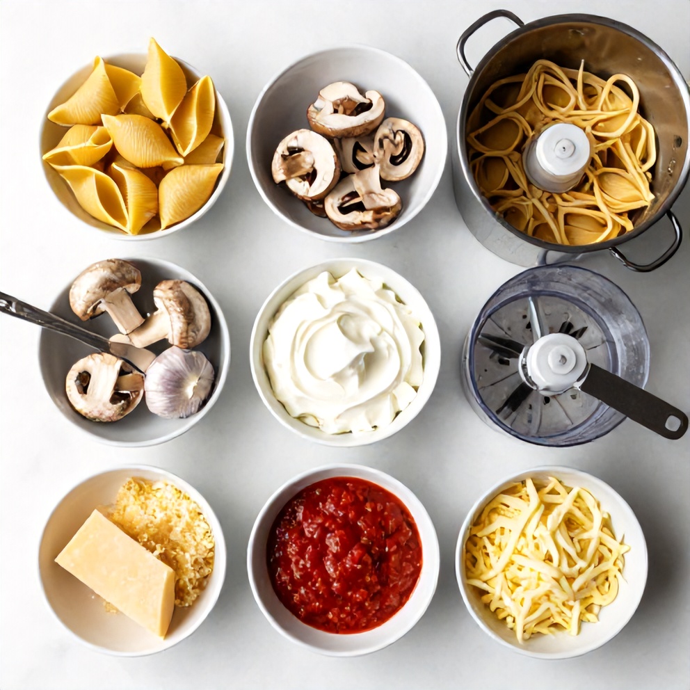 Creamy Garlic Mushroom Stuffed Shells Ingredients