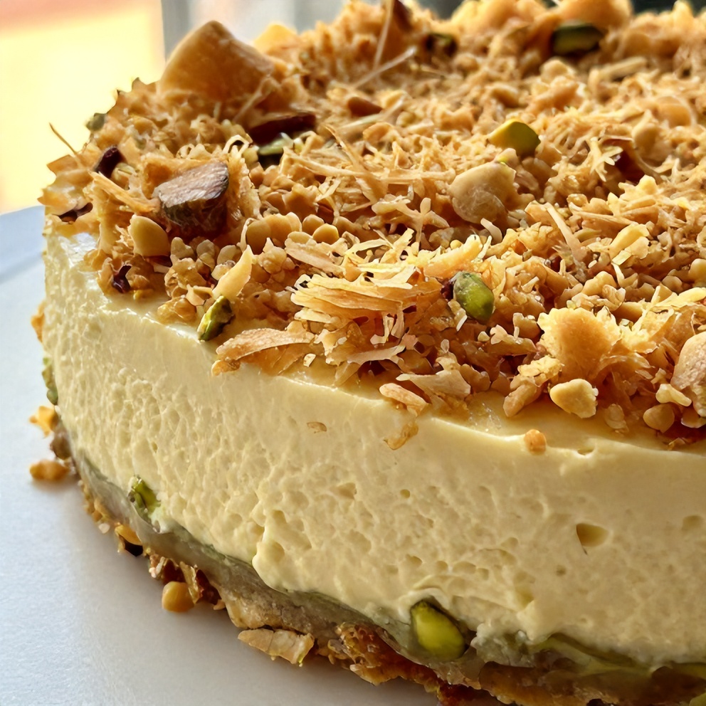 Creamy Pistachio Baklava Cheesecake