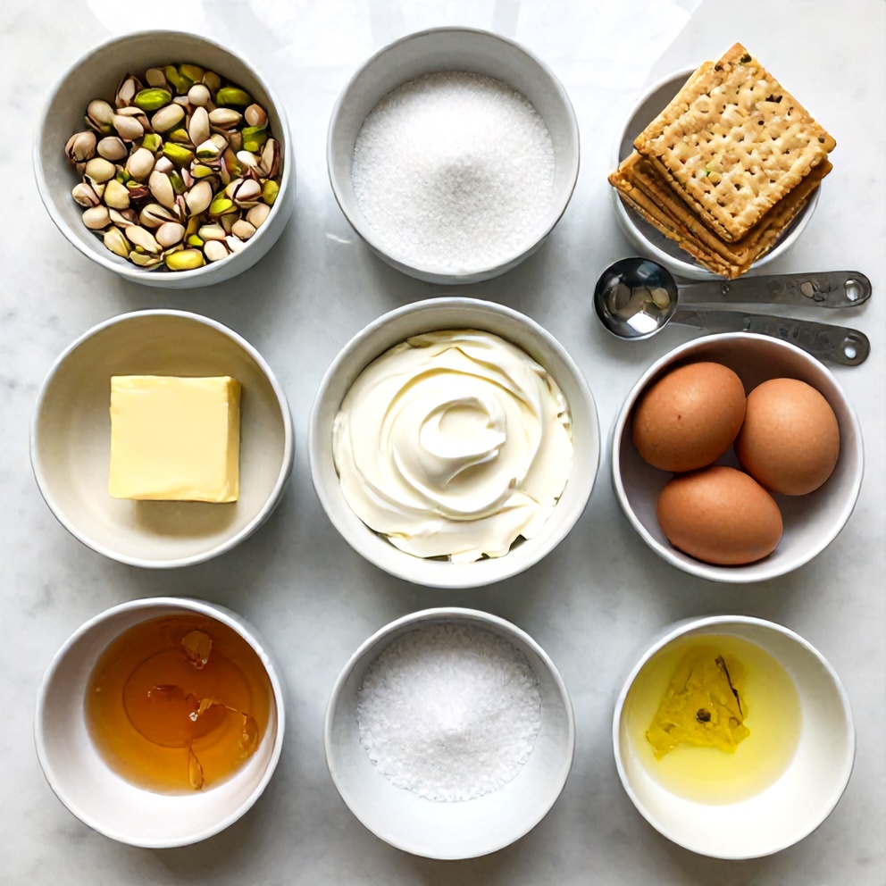 Raw Ingredients for Pistachio Cheesecake