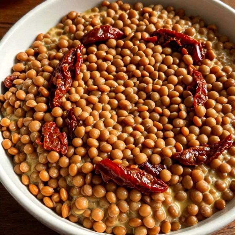 creamy sundried tomato lentils