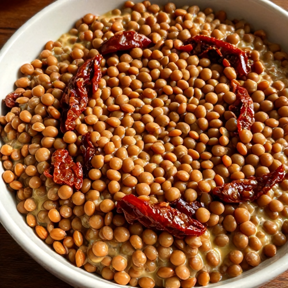 creamy sundried tomato lentils