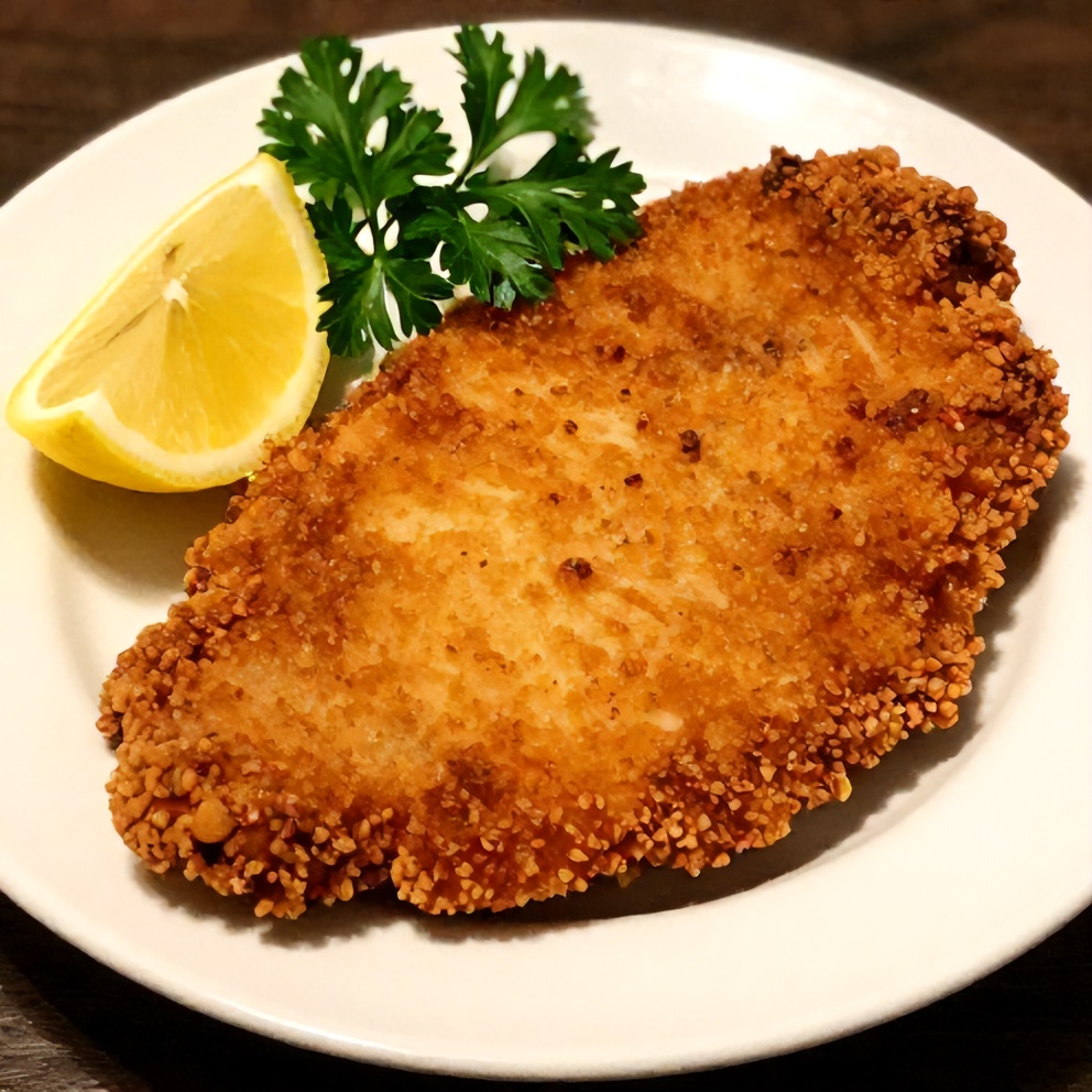 Plated Crispy Air Fryer Chicken Cutlets ready to serve