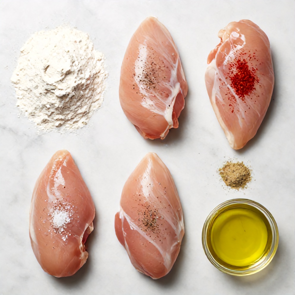 Raw ingredients for Crispy Air Fryer Chicken Cutlets