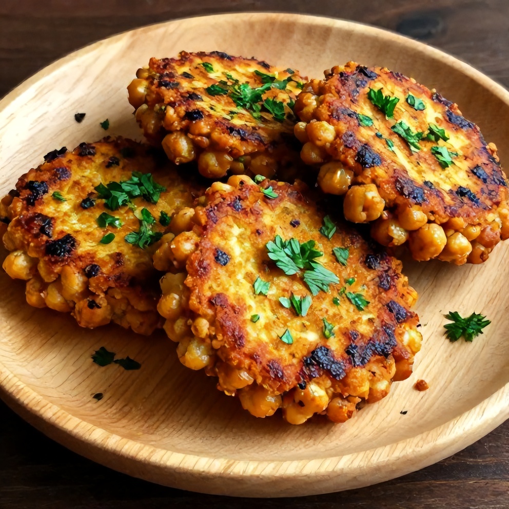 Plated Crispy Baked Chickpea Patties