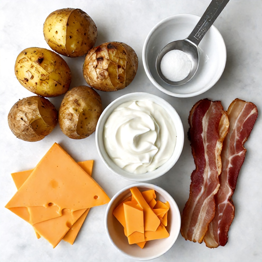 Raw ingredients for crispy baked potato skins