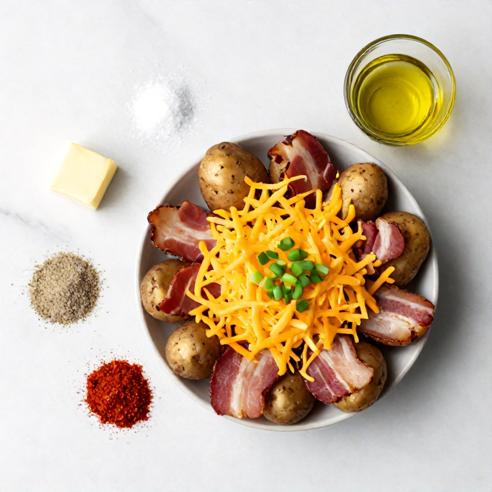 Raw Ingredients for Cheesy Bacon Potato Skins