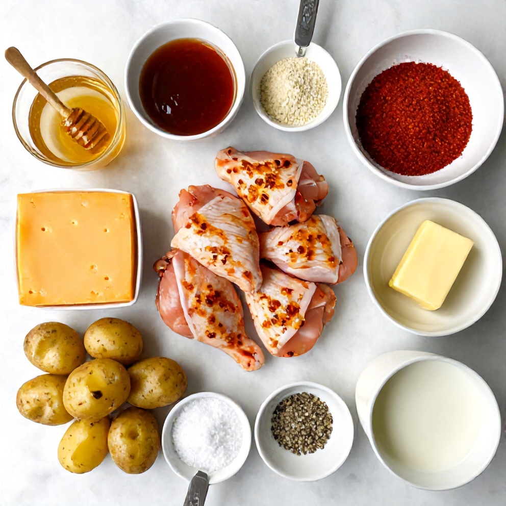 Raw Ingredients for Crispy Chipotle Honey Chicken Thighs