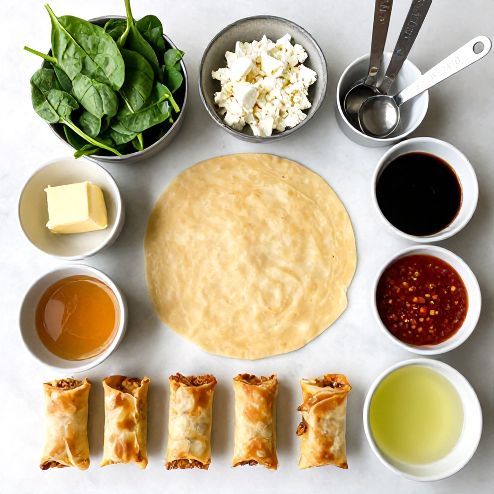 Raw Ingredients for Crispy Feta Phyllo Rolls