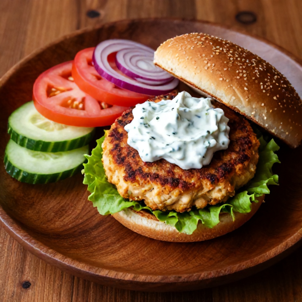 Greek Chicken Burgers on Plate