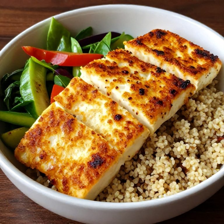 crispy halloumi greek power bowl
