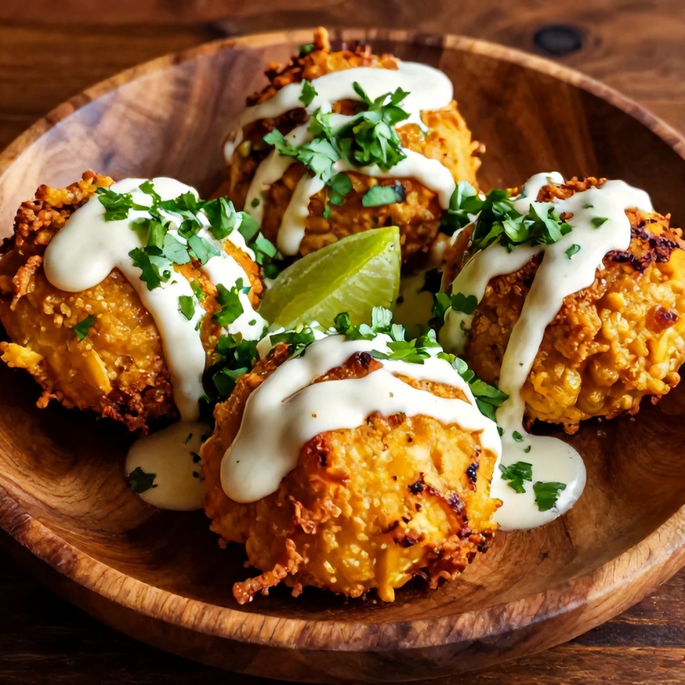 Mexican Street Corn Fritters with Spicy Lime Sauce