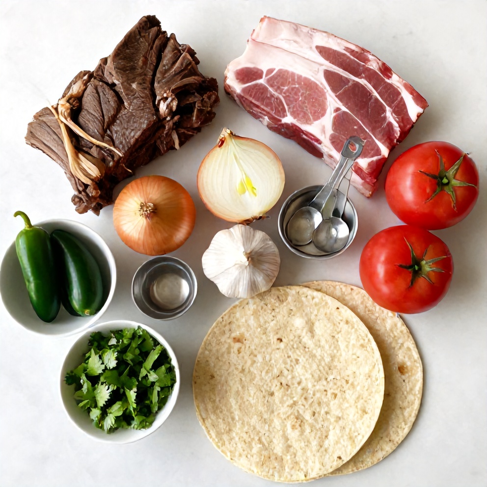 Raw ingredients for Crispy Pot Birria Tacos
