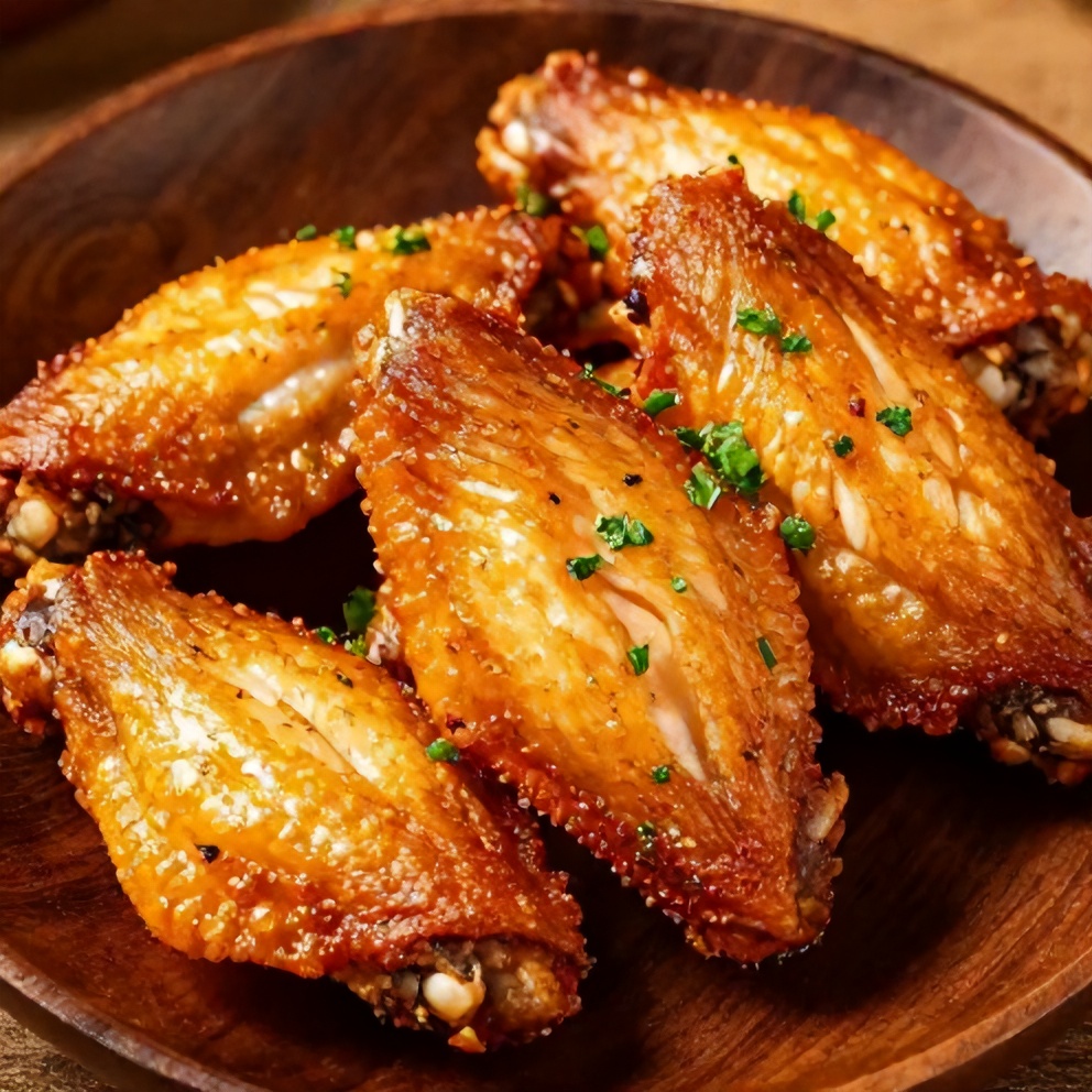 Plated Crispy Spicy Oven Baked Chicken Wings