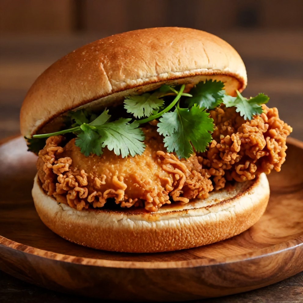 Plated Thai Fried Chicken Sandwich