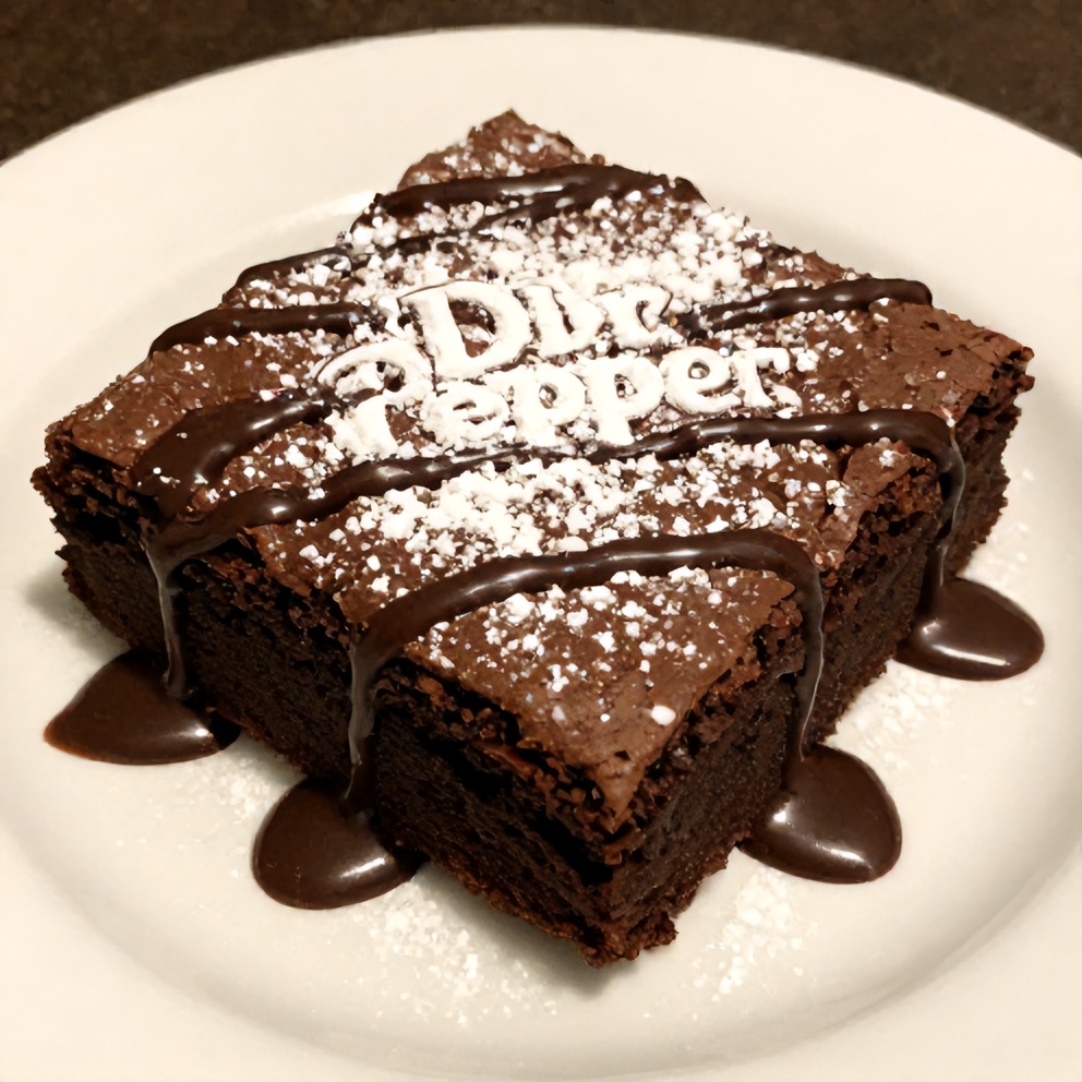 Dr Pepper Brownies with Chocolate Sauce