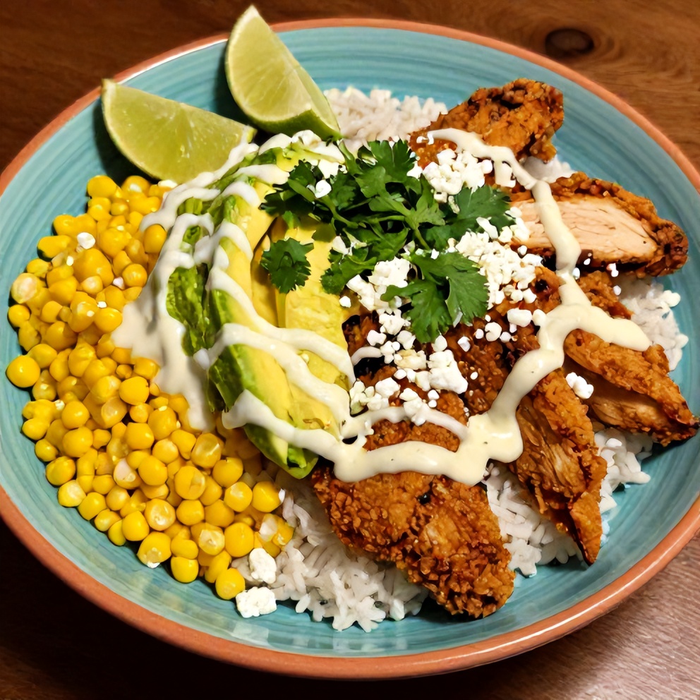 Finished Street Corn Chicken Rice Bowl