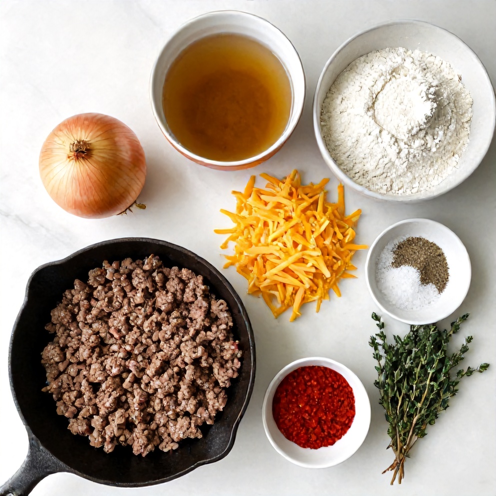 Raw Ingredients for Easy Amish Hamburger Steak Bake
