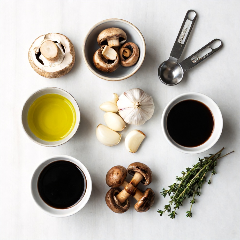 Raw Ingredients for Balsamic Garlic Mushrooms