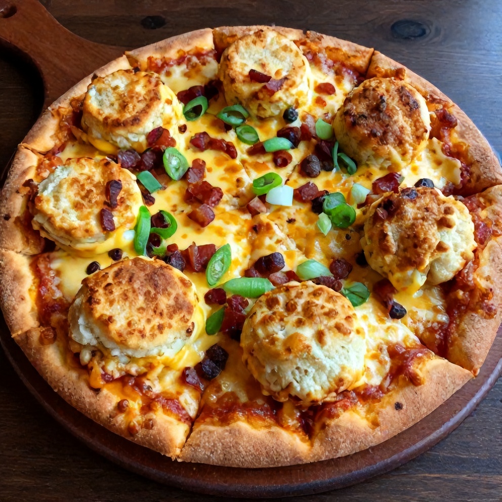 Biscuits and Sausage Gravy Breakfast Pizza