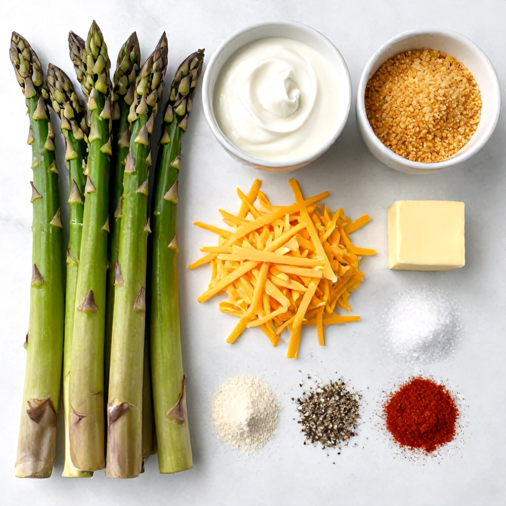Raw Ingredients for Easy Cheesy Asparagus Casserole