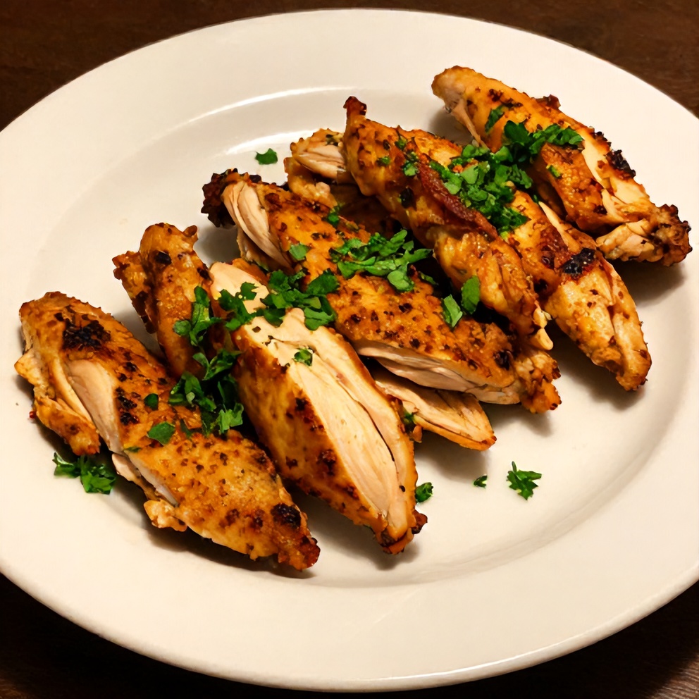 Plated chicken shawarma with garnish