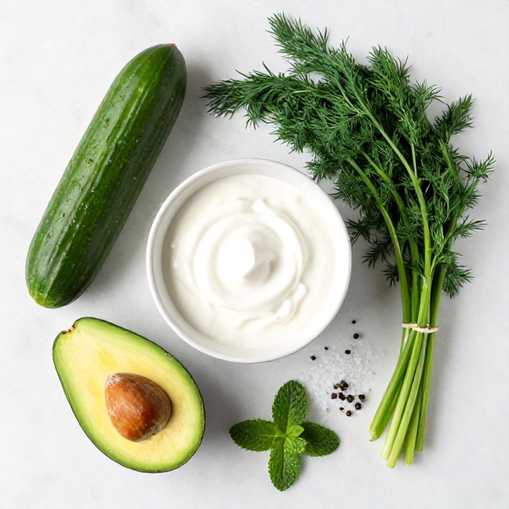 Raw Ingredients for Cucumber Avocado Soup