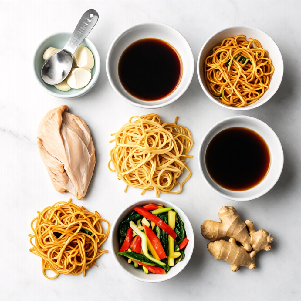 Raw ingredients for Easy Chinese Chow Mein