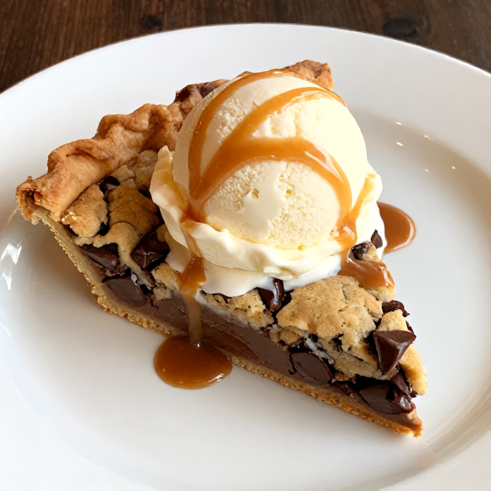Chocolate Chip Cookie Pie on a Plate
