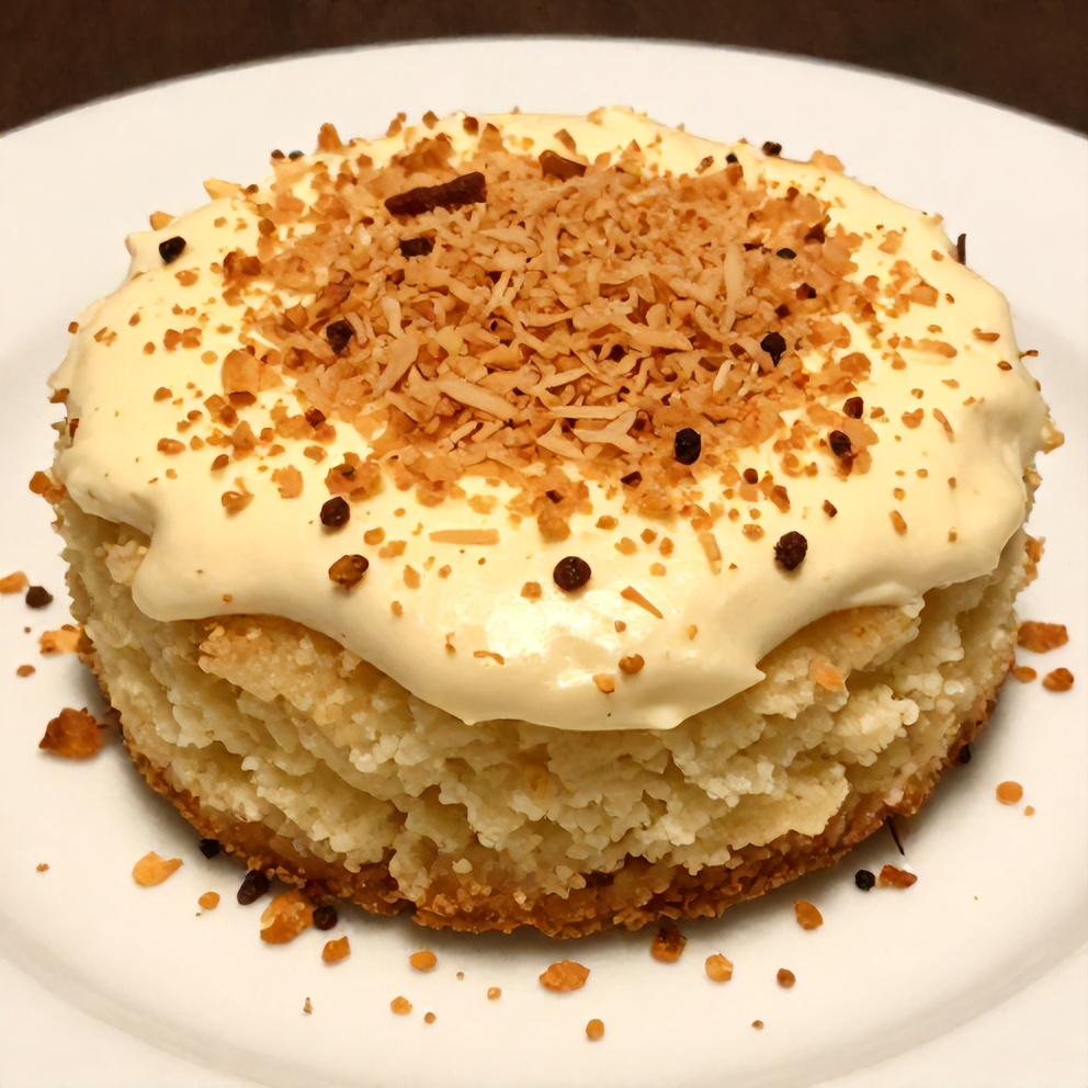 Sliced Easy Coconut Milk Snack Cake on a plate
