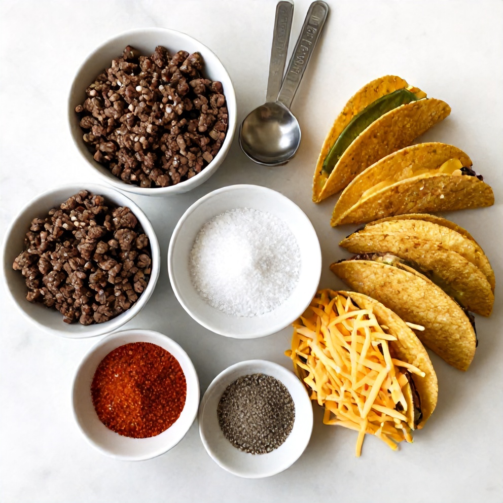 Raw ingredients for Copycat Taco Bell Meximelt on a marble surface