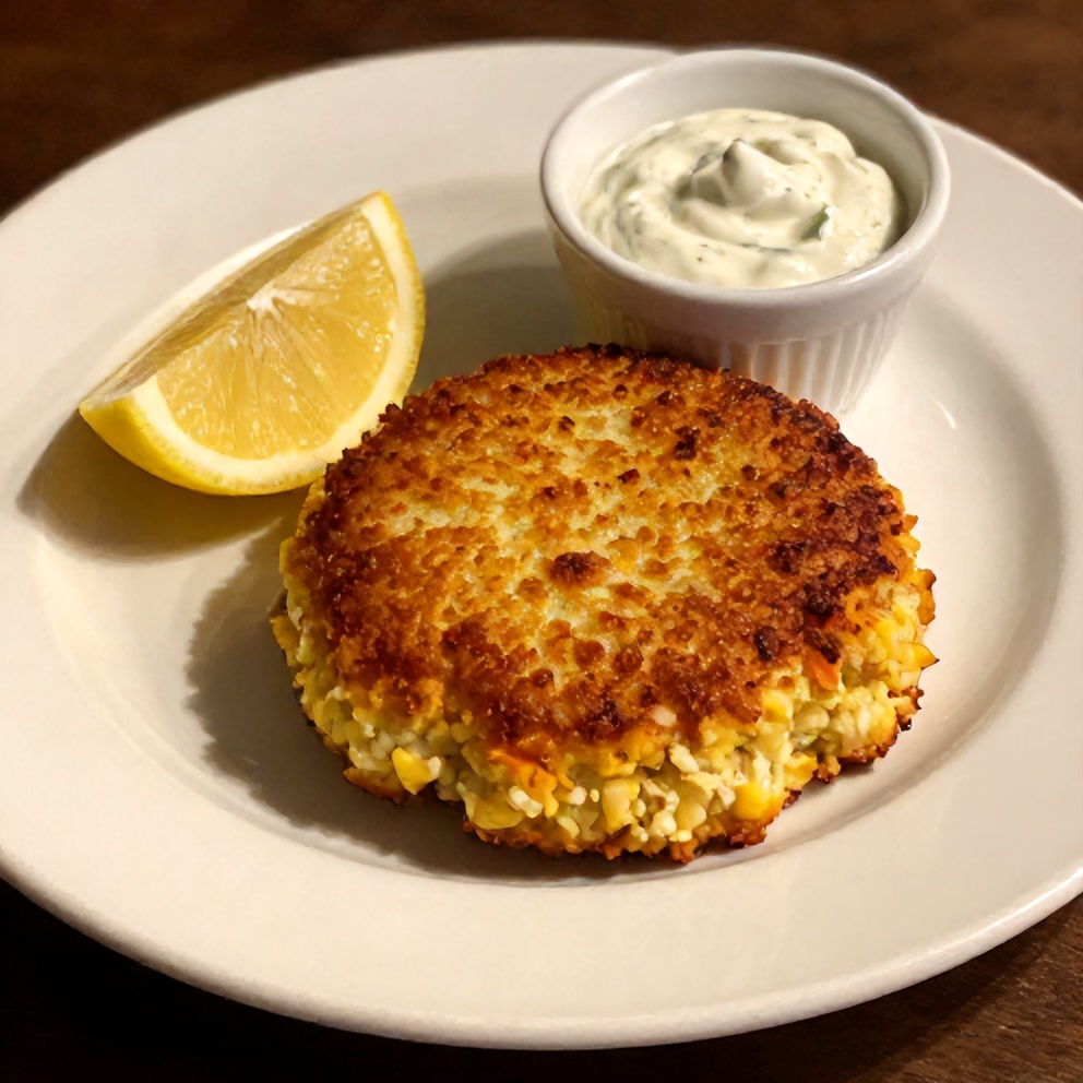 Plated Crab Cakes with Cornbread Stuffing
