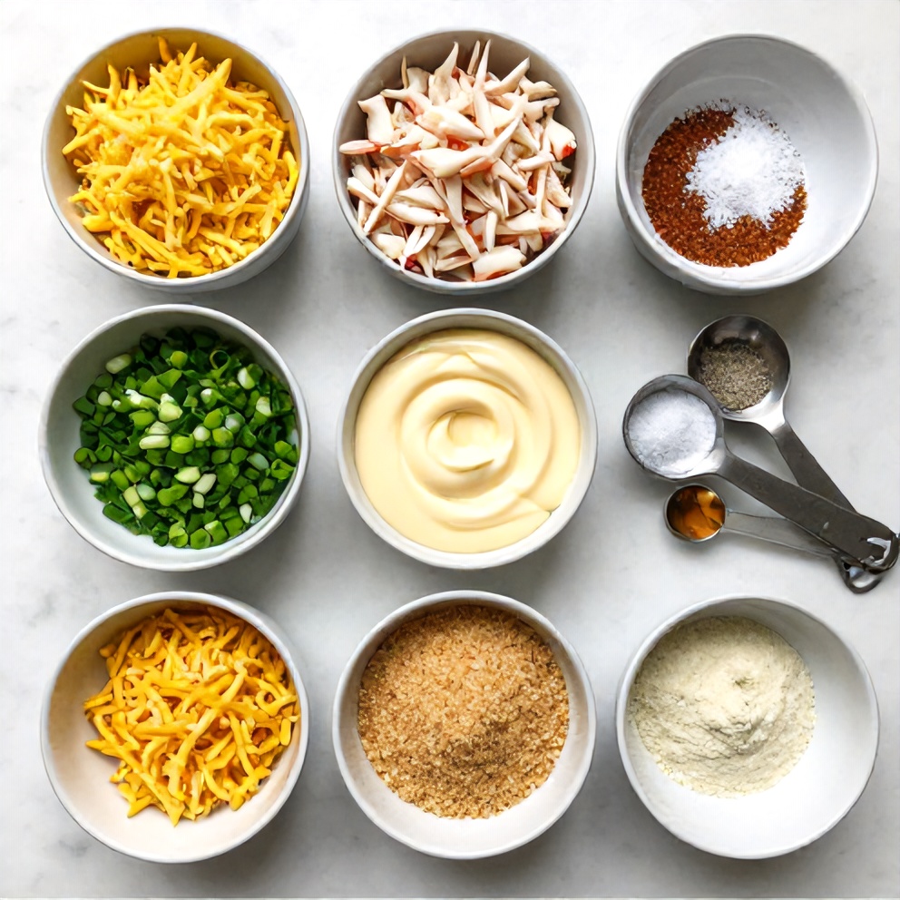 Raw Ingredients for Crab Cakes with Cornbread Stuffing
