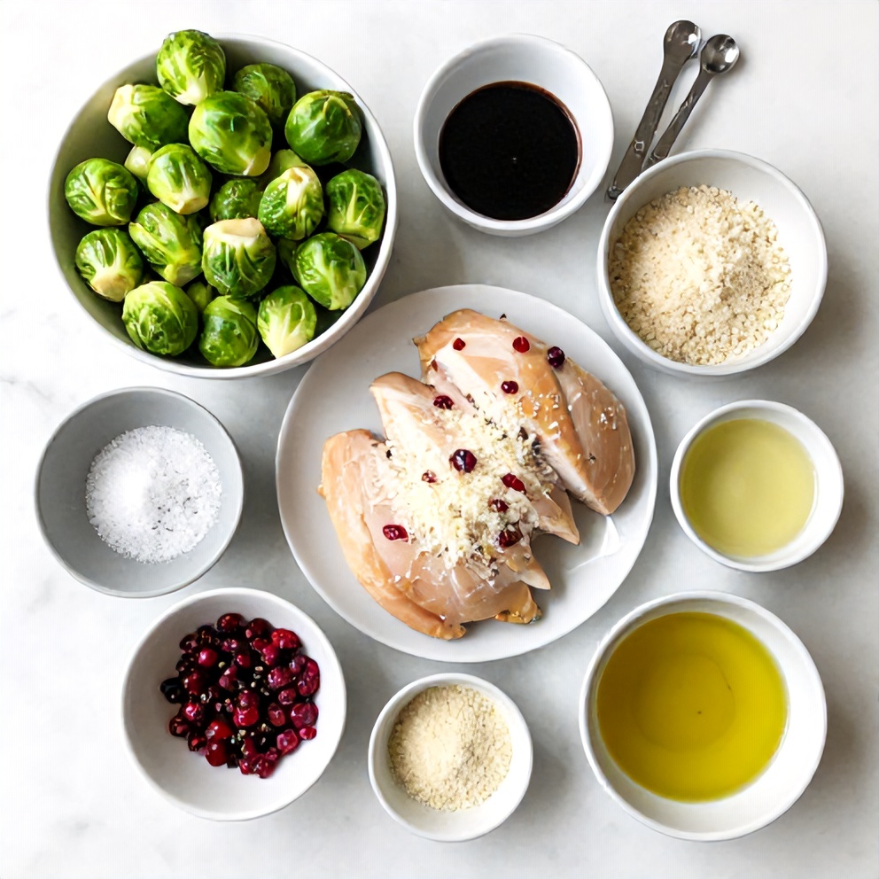 Raw ingredients for Chicken Brussels Sprout Salad