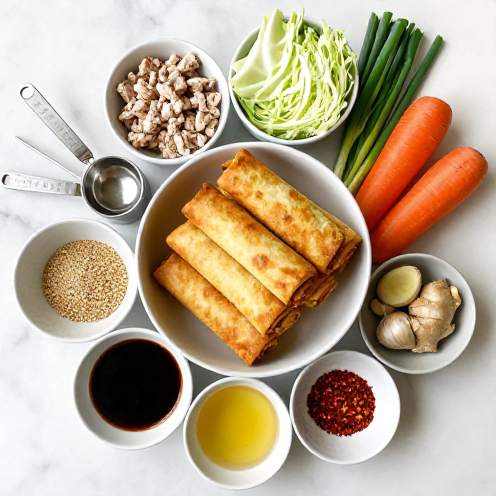 Raw ingredients for crispy egg roll in a bowl