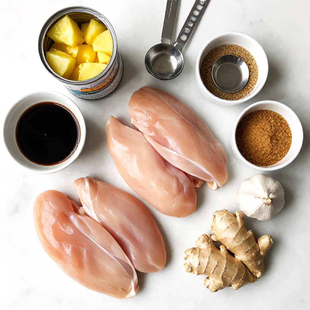 Raw ingredients for Easy Crockpot Hawaiian Chicken