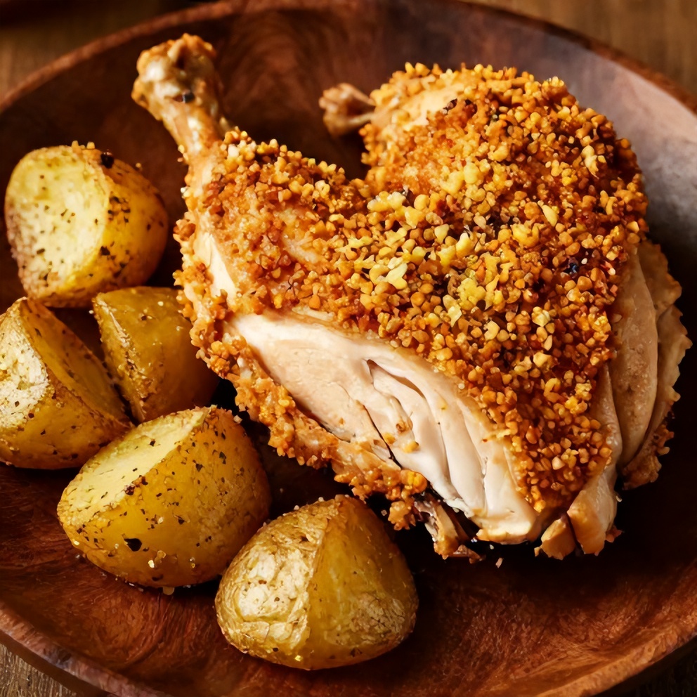 Plated Garlic Parmesan Chicken and Potatoes