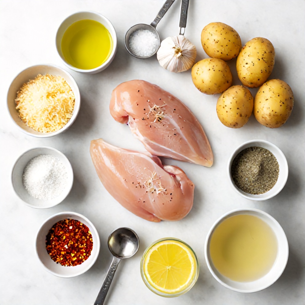 Raw Ingredients for Garlic Parmesan Chicken and Potatoes