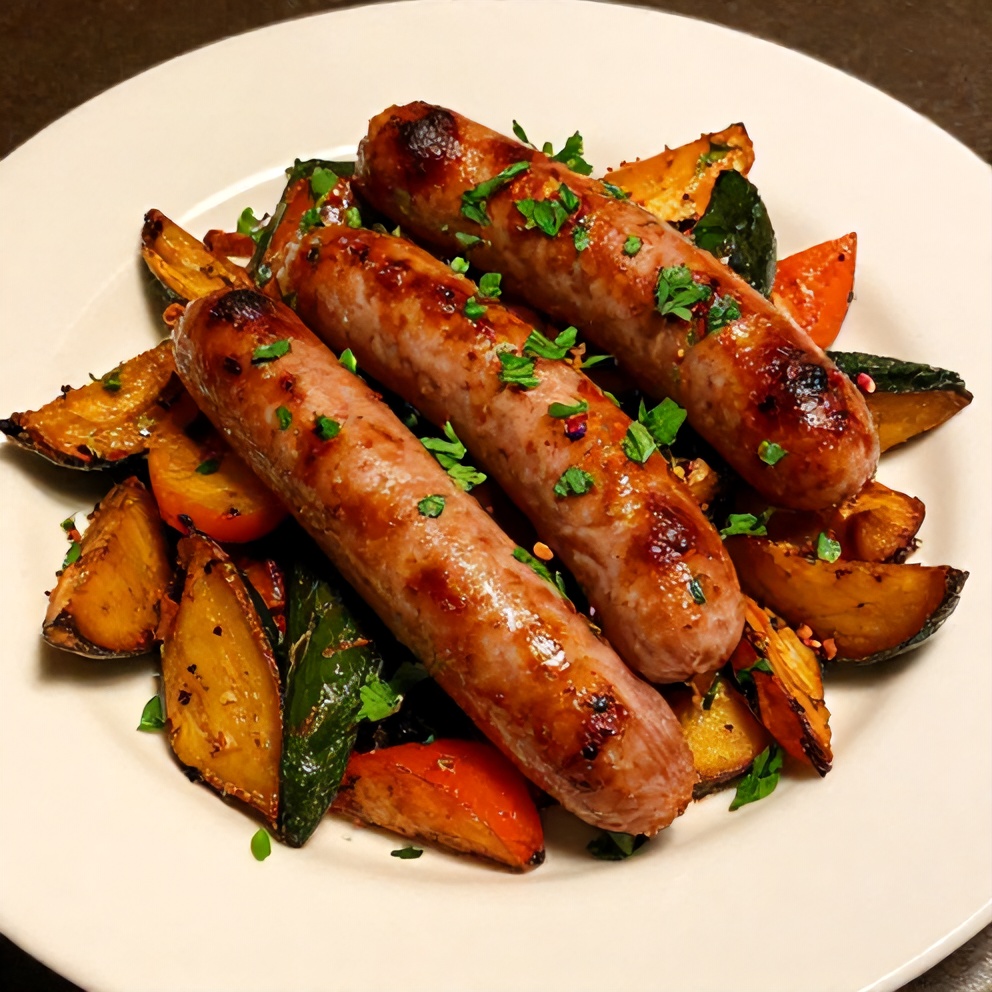 Honey Garlic Kielbasa and Veggies Dinner Plated