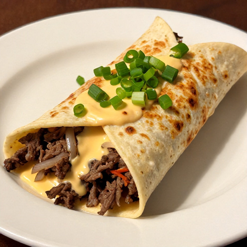 Plated Keto Beef Crunchwraps with Cheesy Sauce