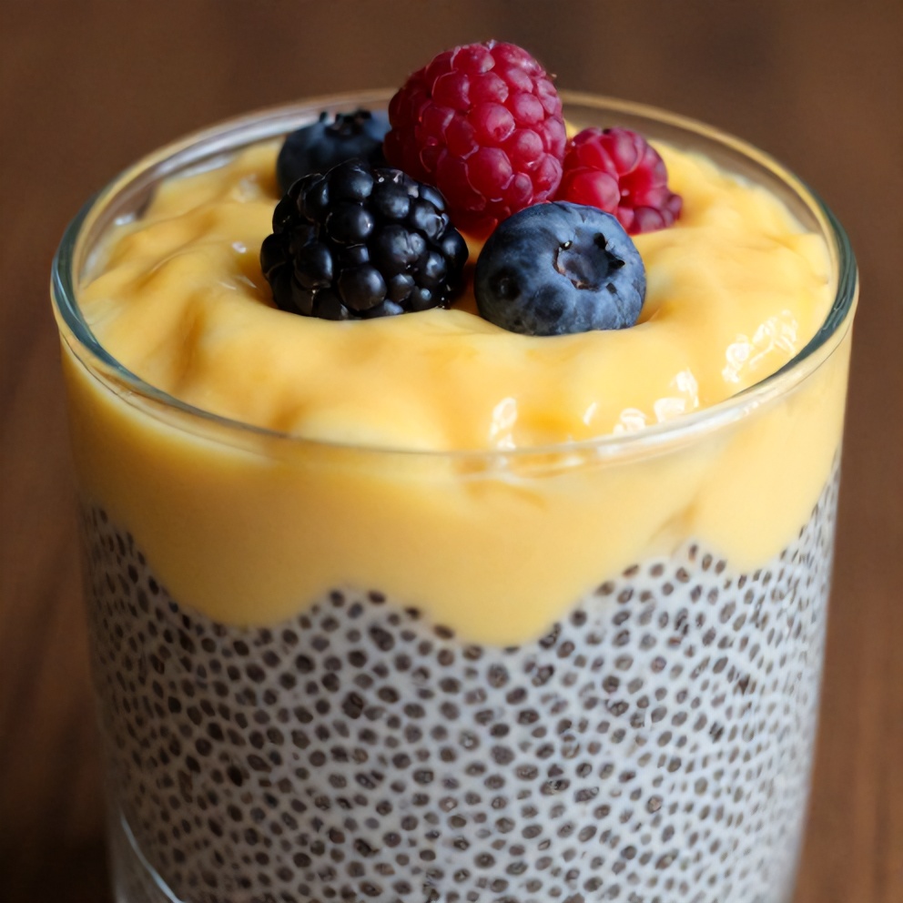 Lemon Curd Chia Pudding with Berries